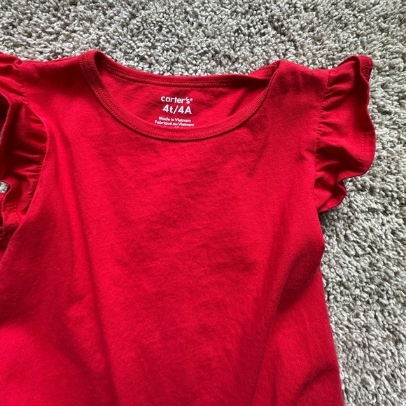 Carter's Red Short Sleeve Tee with Ruffle Detail and knot tie front size 4T - Picture 5 of 8